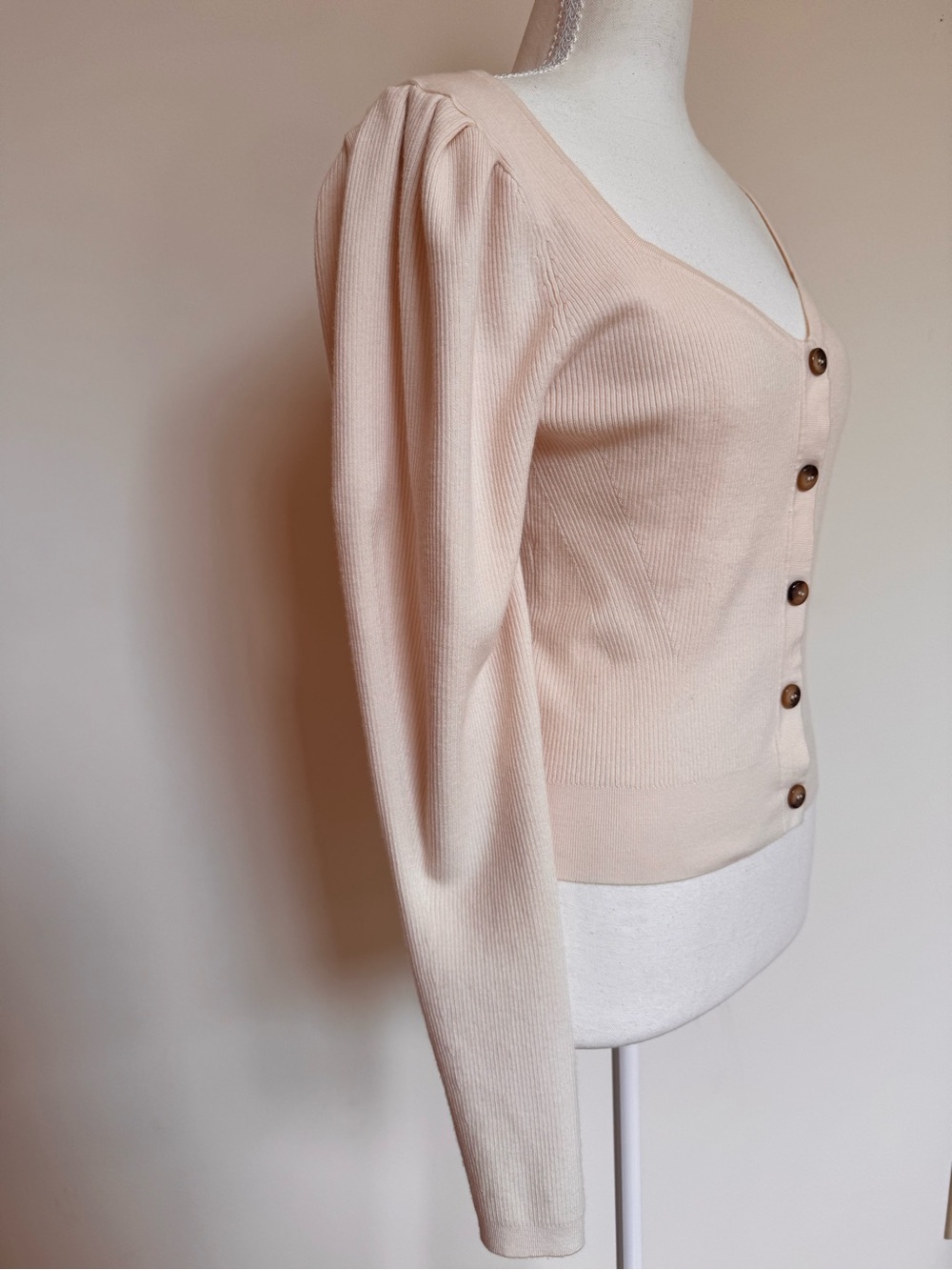 Ulla Johnson Cream Button-Front Ribbed Cardigan - Picture 2 of 6